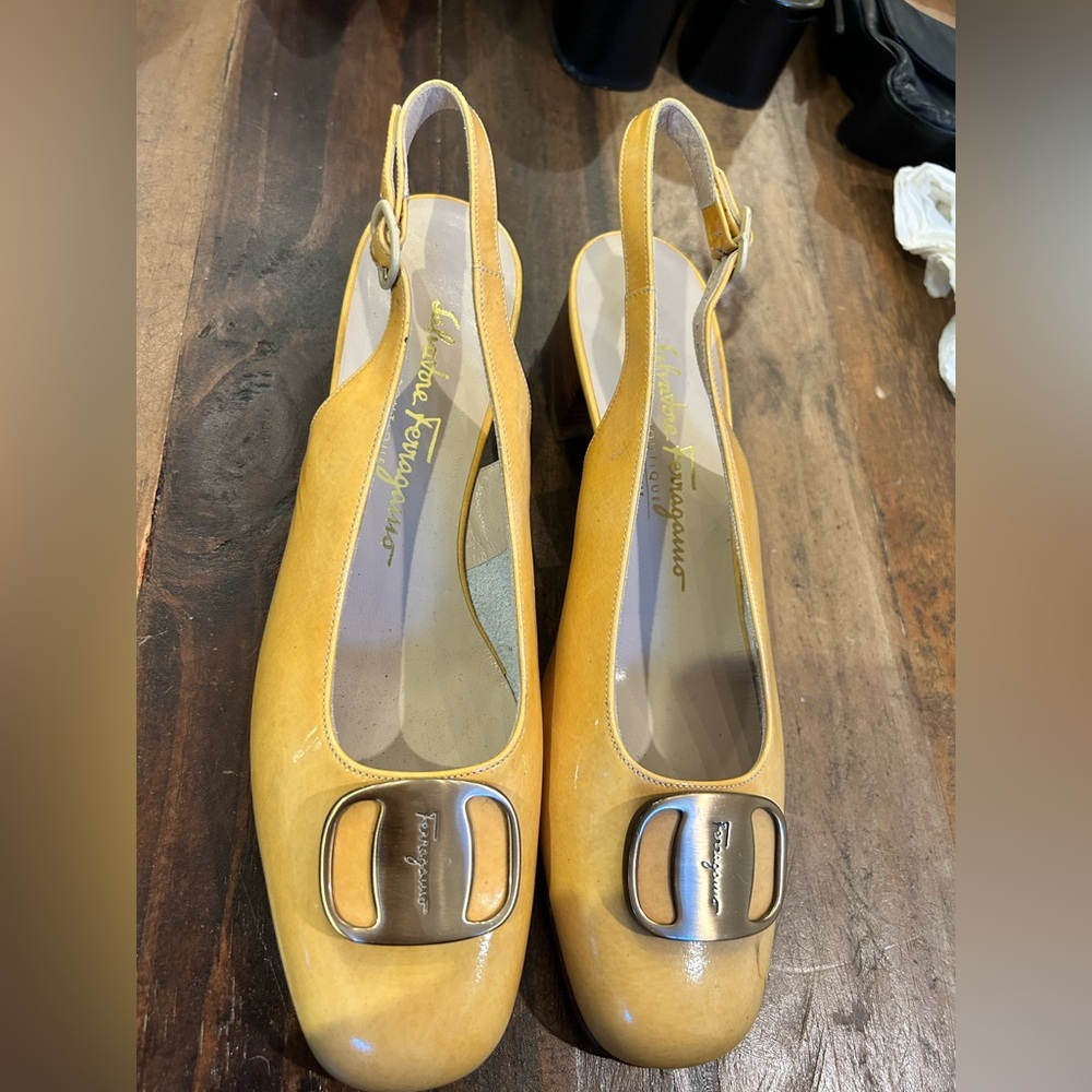 Salvatore Ferragamo Mustard Slingback Heels